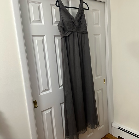 Anthropologie by BHLDN Chiffon Dress in Charcoal Gray Size XL - Picture 7 of 12